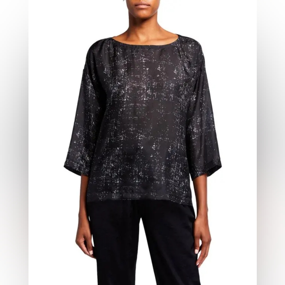Eileen Fisher - "Starry" 100% silk oversize fit blouse - Size M